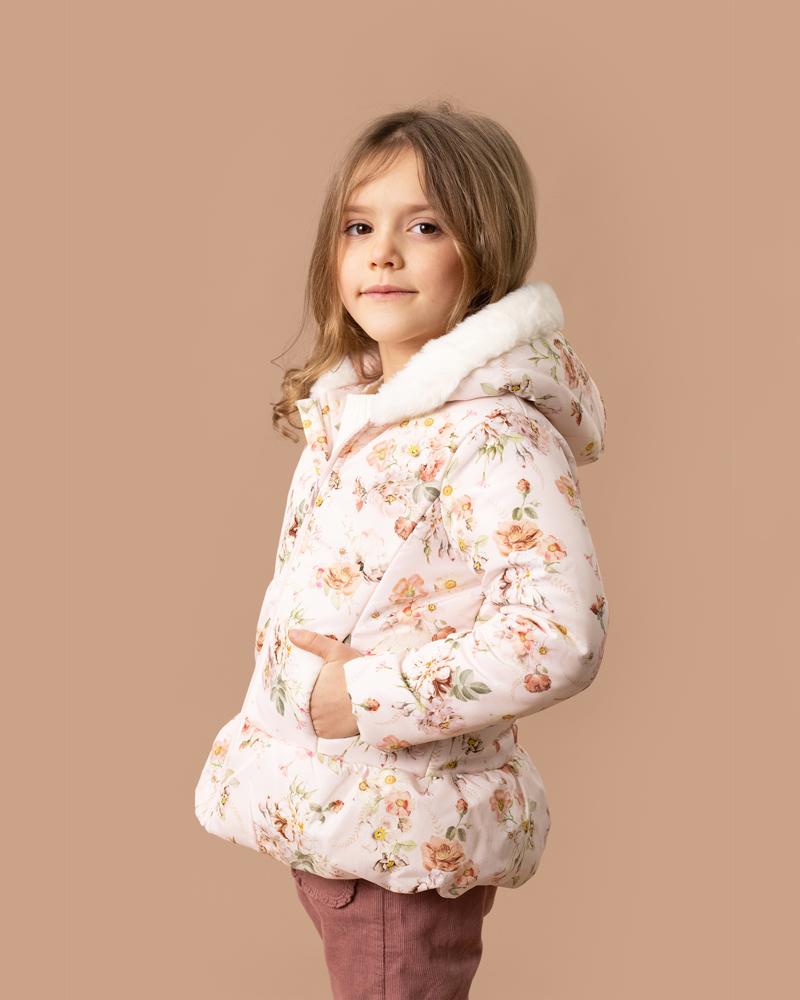 Floral print hooded coat hotsell